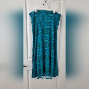 LuLaRoe Teal Geometric Pattern Maxi Skirt 2XL